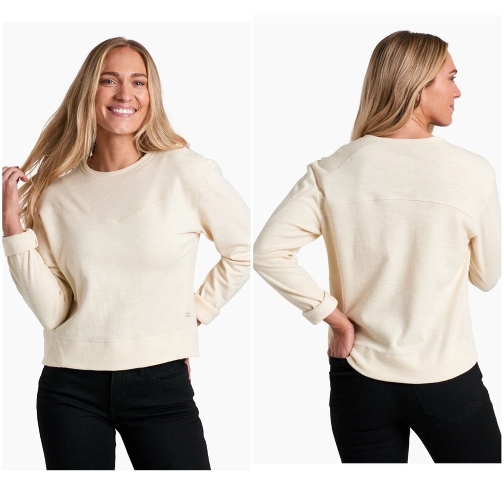 KUHL Lola Pullover Sweatshirt Double Knit Womens Small Ivory Outdoor Hiking